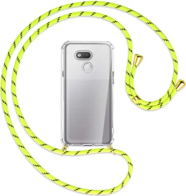Produktbild von Handykette Backcover-Schutzhülle mit Band (Metall goldfarben) für HTC Desire 12s - neongelb
