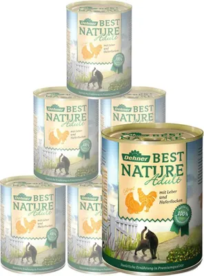 Produktbild von Dehner Best Nature Katzenfutter, Nassfutter, für ausgewachsene Katzen, Geflügel / Leber, 6 x 400 g Dose (2.4 kg)
