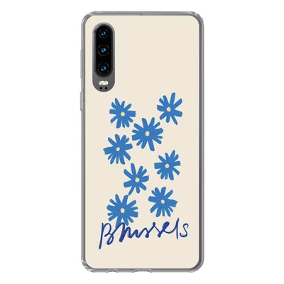 Produktbild von MuchoWow® Handyhülle Schutzhülle Hülle für Huawei P30 Blume - Design - Brüssel - Minimalismus Silikon Softcase Handy Hülle - Kartenbesitzer