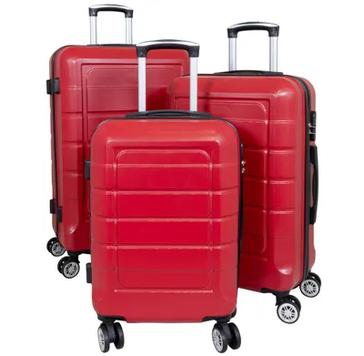 Produktbild von Kofferset Trolleyset 3 teilig Como Hartschale Reisekoffer ABS Rot