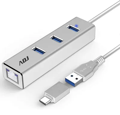 Zdjęcie produktu dla Koncentrator ADJ USB 3.0 Neura Type-C 2 w 1: 3 porty USB 3.0 + RJ45
