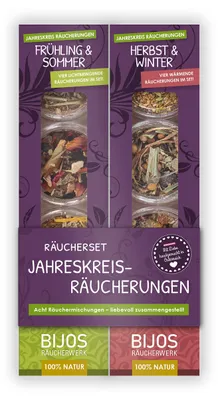 Räucherset Jahreskreis, 8 x 10 ml, 4 Jahreszeiten, Weihrauchmischungen