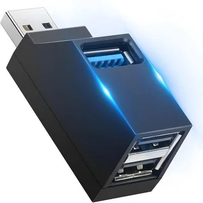 Obrázok produktu pre Rozbočovač USB 3.0 s 2 portmi USB 2.0 a 1 portom USB 3.0 – prenosný adaptér – dokovacia stanica – dátová stanica pre stolné počítače a notebooky (čierna)