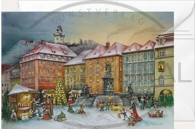 Imagen del producto de Tarjeta de felicitación navideña con motivos de Graz, tarjeta de artista, 11,5 x 17 cm