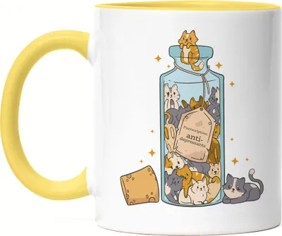Produktbild von Anti-Depressants Tasse Gelb Katzenfan Katzenmama Katzenbesitzer