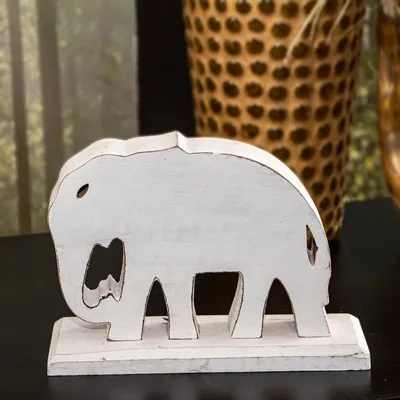 Produktbild von Holzfigur, Elefant, Weiß, Tiere, Tierfiguren, Dekoration