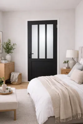 Immagine prodotto di Bloc Porta Officina Nero Vetro Depoli H204 x L83 cm Lato Tavolo P. sinistra, maniglia GD MENUISERIES
