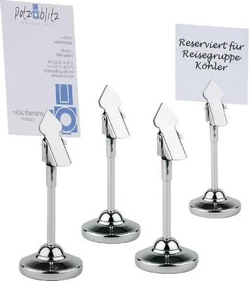 Produktbild von APS 70 Tischkartenhalter, 4er-Set, Edelstahl, Ø 4 cm, Höhe 10 cm, inkl. 20 Beschriftungskarten 9 x 5,5 cm (weiß)