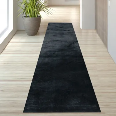 Obrázek produktu pro Koberec Shaggy Flokati v černé barvě – rozměry 80 x 300 cm