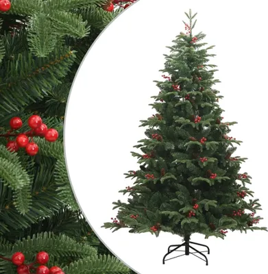 Immagine prodotto di Maison Exclusive - Albero di Natale artificiale pieghevole, con decorazioni a forma di pigne e bacche, altezza 180 cm