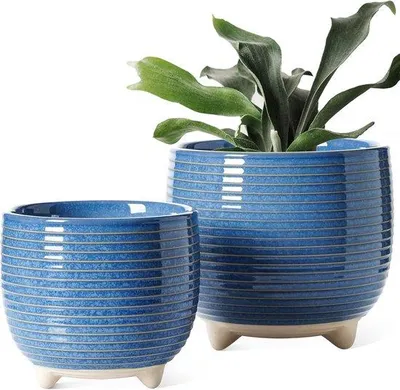Immagine prodotto di Vasi da fiori in Vetroceramica blu, set da 2