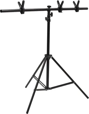 Zdjęcie produktu dla vidaXL Stojak na tło w kształcie litery T czarny 91x60x(70-200) cm