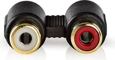 Produktbild von Nedis Stereo-Audio-Adapter - 2x Cinch Buchse - 2x Cinch Buchse - Vergoldet - Gerade - ABS - Anthrazit - 1 Stück - Box