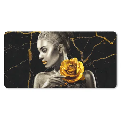 Produktbild von MuchoWow® Schreibtischunterlage Frauen - Rosen - Gold - Marmor 80x40 cm - XXL Mauspad - Gaming Mauspad