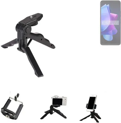 Produktbild von K-S-Trade Stativ Tisch-Ständer Dreibein Handy-Stativ Ständer kompatibel mit Tecno Spark 10 5G Mini-Stativ Smartphone Tripod Handy-Stativ aus Plastik
