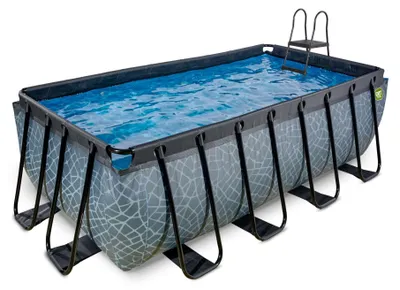 Zdjęcie produktu dla EXIT Stone Basen Stelażowy 400x200x122cm, Basen Naziemny, z Filtrem piaskowym, Szary