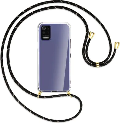 Produktbild von Handykette Backcover-Schutzhülle mit Band (Metall goldfarben) für LG K52 / K62 / Q52 - schwarz/gold
