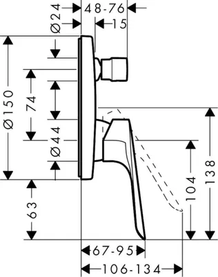 Einhebelmischbatterie für Badewanne, Chrom, Wandmontage