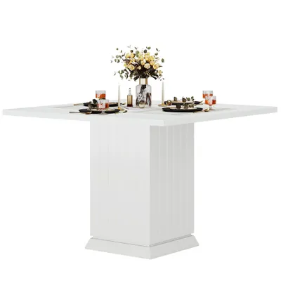 Produktbild von Tribesigns Esstisch, moderner kleiner Esstisch, Quadratisch  , aus Holzwerkstoff für 4 Personen, 90*90*76 cm (Weiß)