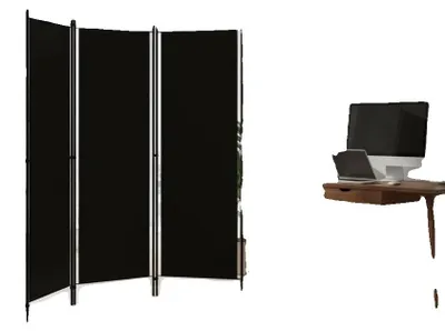 Produktbild von Raumteiler, Mehrfachpaneel-Design, Stoff-Trennwand, armeegrün