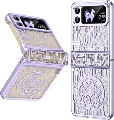 Produktbild von Hülle für Samsung Galaxy Z Flip 3 Luxus Galvanisierte Scharnierschutz Transparent Schutzhülle Lila