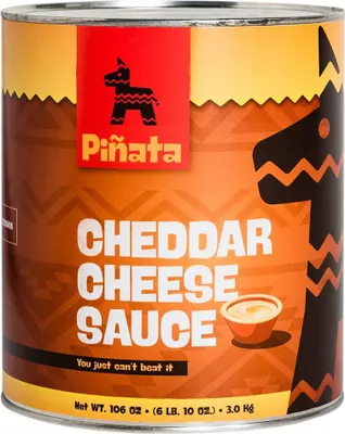 A can of cheddar cheese sauce.