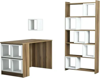 Produktbild von Schreibtisch Dgonzale, Mehrzweckschreibtisch, Bürotisch für PC, Eckschreibtisch, 120x65h75 cm, Walnuss und Weiß