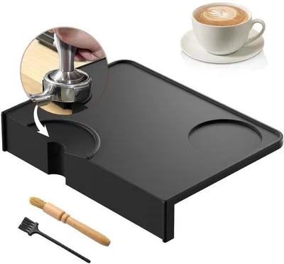 Image de Tapis en silicone pour café, antidérapant, résistant à la chaleur, 20 x 15 cm, noir