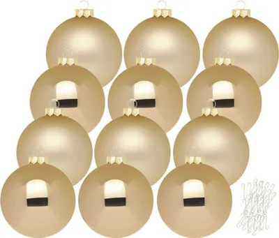 Produktbild von Weihnachtskugeln Brokatgold 12 Stk 8cm + Haken