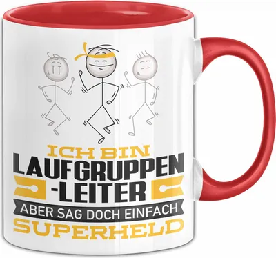 Produktbild von Laufgruppenleiter Geschenk Tasse Ich Bin Laufgruppenleiter Aber Sag Doch Einfach Superheld Lustige Geschenkdiee für Laufgruppenleiter Kaffee-Becher (Rot)