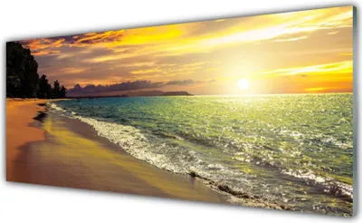 Produktbild von Acrylglasbilder 125x50 Wandbild Druck Sonne Strand Meer Baum Landschaft
