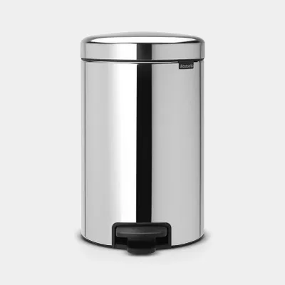 Image de Poubelle à pédale newIcon - 12 L, acier brillant