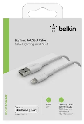 Immagine prodotto di Belkin BOOST CHARGE - Cavo Lightning - da Lightning (M) a USB (M) - 2 m - bianco - per Apple iPad/iPhone/iPod (Lightning)