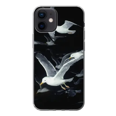 Produktbild von MuchoWow® Handyhülle Schutzhülle Hülle für iPhone 12 Vogel - Schwarz - Schwarm Silikon Softcase Handy Hülle - Schutzhülle
