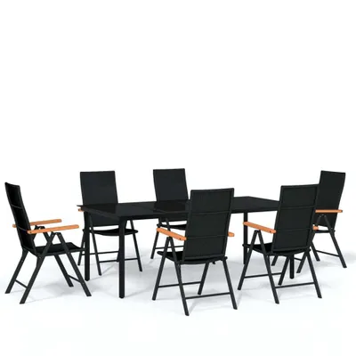 Produktbild von vidaXL 7-tlg. Garten-Essgruppe Schwarz