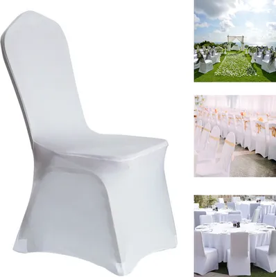 Produktbild von YUENFONG 50 ks univerzálnych krytov na stoličky Kryty na stoličky Biele strečové kryty Moderné kryty na stoličky Banquet Chair Cover Kryt na stoličku pre svadobnú párty