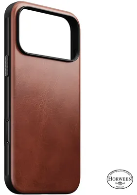Image de Étui en cuir Horween Nomad Modern pour iPhone 18 Pro Max – Développement d'une patine robuste – Protection contre les chutes jusqu'à 2,4 mètres – Compatible avec la recharge MagSafe et Qi2 – Marron