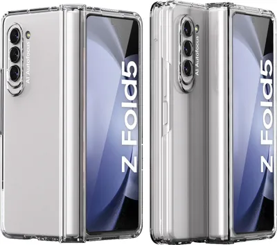 Immagine prodotto di Custodia per Samsung Galaxy Z Fold 5, protezione cerniera, PC rigido con vetro protettivo, custodia completa Trasparente