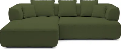 Produktbild von DomoHome Avangarde Ecksofa Moderne Eckcouch mit Verstellbarer Sitztiefe Wasserabweisendem Aragon-Stoffbezug und Hochwertiger Polsterung Linkes Layout 182x285x86cm Grün