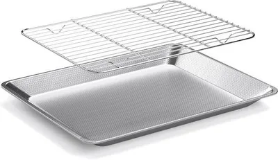 Productafbeelding van RVS Bakplaat met KoelroosterSet - Rechthoekige Ovenplaat, Grill- en Taartvorm