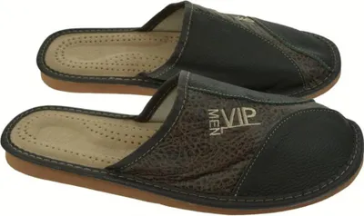 Zdjęcie produktu dla Męskie czarne skórzane kapcie VIP-MEN 2