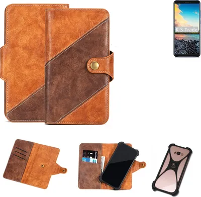 Produktbild von K-S-Trade Handy-Hülle Schutz-Hülle Bookstyle Case Wallet-Case kompatibel mit Vernee M6 Handy Cover Bumper Kantenschutz Smartphone dunkelbraun braun