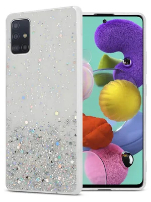 A product image of a phone case with glitter.