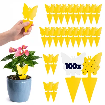 Produktbild von KADAX Gelbtafeln gegen Trauermücken, 100 Stück, Gelbfalle gegen Schädlinge in Blumenerde, gelbe Sticker für Zimmerpflanzen, Gewächshaus & Garten, Klebefalle