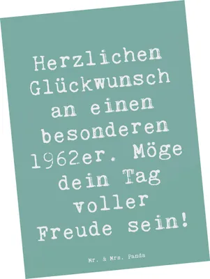 Produktbild von Mr. & Mrs. Panda Postkarte Spruch 1962 Geburtstag - Meeresbrise - Geschenk, besonderer Tag, Ansichtskarten, Ansichtskarte, einzelkarte, Postkarten, Happy Birthday, Alter