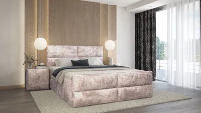 Produktbild von SALES LEADER Boxspringbett CROCCO 180x200 cm Polsterbett mit zwei Bettkästen, Komplett-Set mit Matratze und Topper (4cm), Exotisch, Bett Stoff CROCO 107