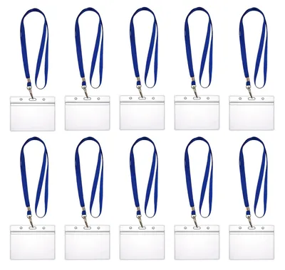 Produktbild von 10x Ausweishülle ZIP Kartenhalter wasser- & staubdicht horizontal +10x Schlüsselband BLAU Ausweis Halter Komplettset mit Lanyards Kartenschutzetui