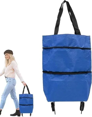 Produktbild von Famanu Einkaufswagen - 2-in-1 Design, blau - 46 x 41 x 27 cm