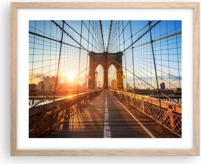 Produktbild von Gerahmtes Poster - Rahmen in heller Eiche - New York Brücke - 50x40 cm - Wand Bild - Wanddeko - Wandbilder - Kunstposter - Wandposter - Bilderrahmen - Bilder - Kunstdruck - Wandbild - P2NAA50x40-3707