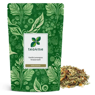 Produktbild von tea4me Vanille Lemongras Kräuterwohl Kräutertee